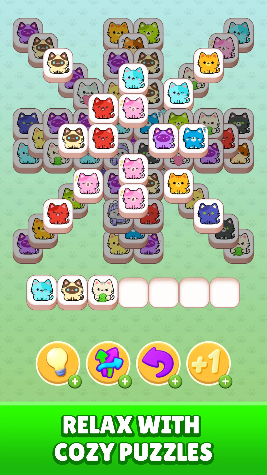 Cute Cats: Triple Tile Puzzle screenshot